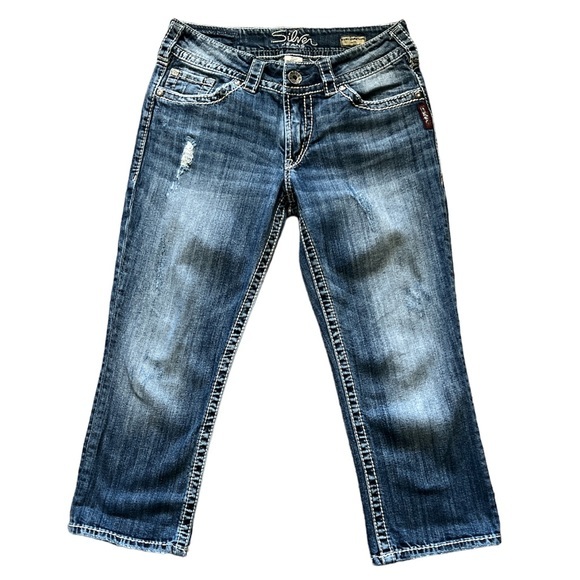 Silver Jeans Women’s Distressed Suki Surplus‎ Capri Jeans Sz. 28 - Picture 1 of 13